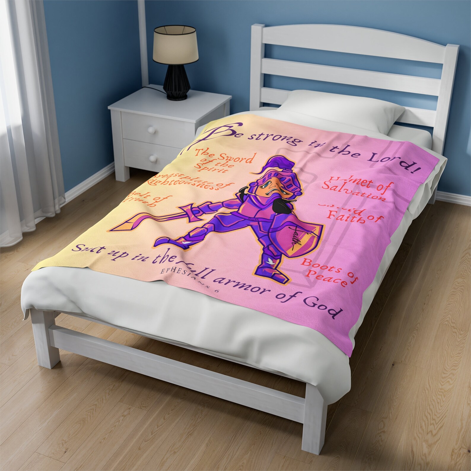 Pink Armor of God Bible Verse Prayer Blanket, Religious Healing Gift