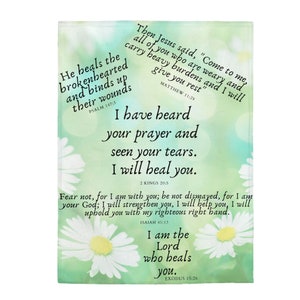Daisy Spring Healing Scriptures Prayer Bible Verse Throw Blanket Velveteen Plush Blanket 60x80