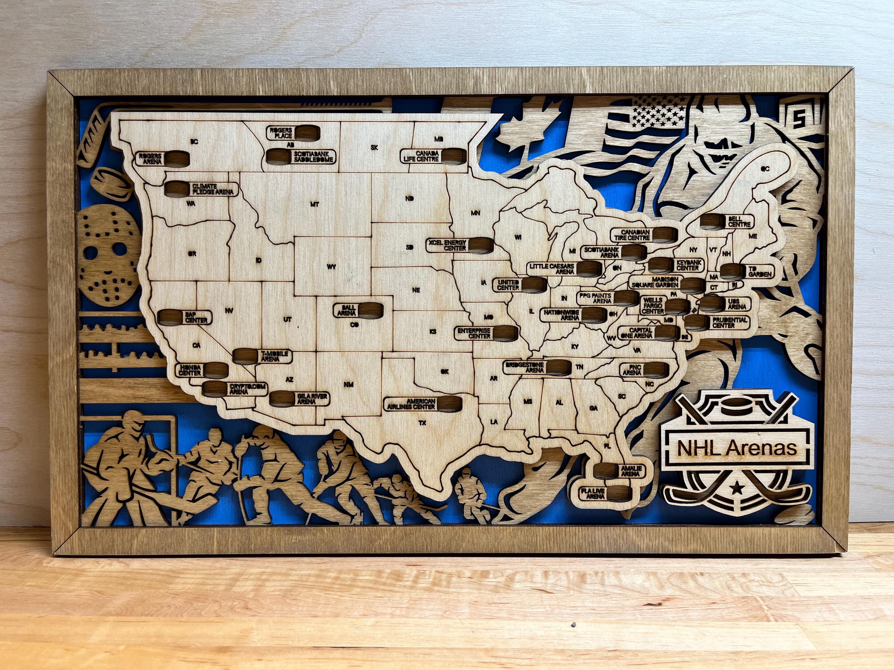 NHL Arena Map 3-layer Wood Art | 9