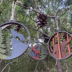 Bear, Moose, Wolf 3-Layer Ornament SVG Bundle Laser Cut Files for Wood Forest Animal