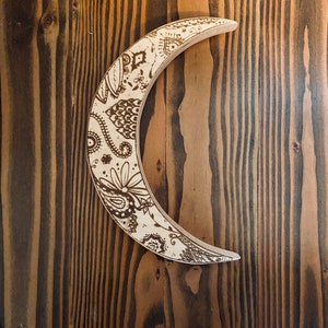 Moon wall decor, moon decor, wall hanging, wall art, crescent moon, moon art, wood moon, spiritual decor, gift for christmas, bathroom decor