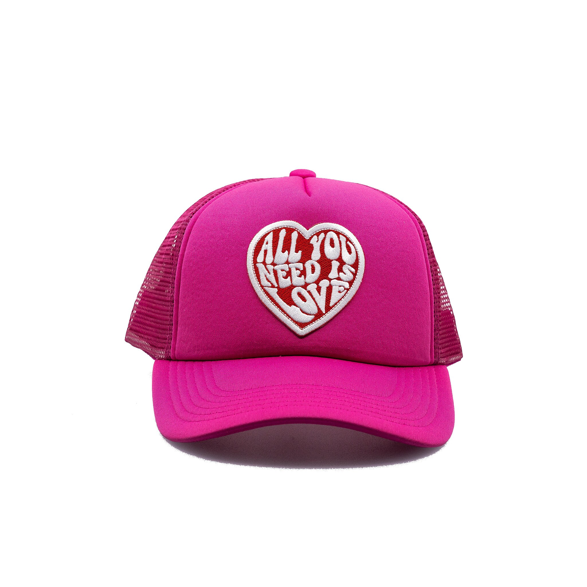 Neon Pink Trucker Hat With Mesh Snap 