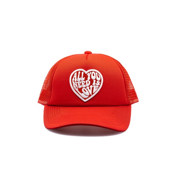 Red Trucker Hat With Mesh Snap Back 