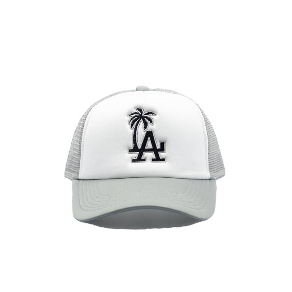 LA Palm Tree Grey Trucker Hat With Mesh Snap Back Black Hat - Etsy