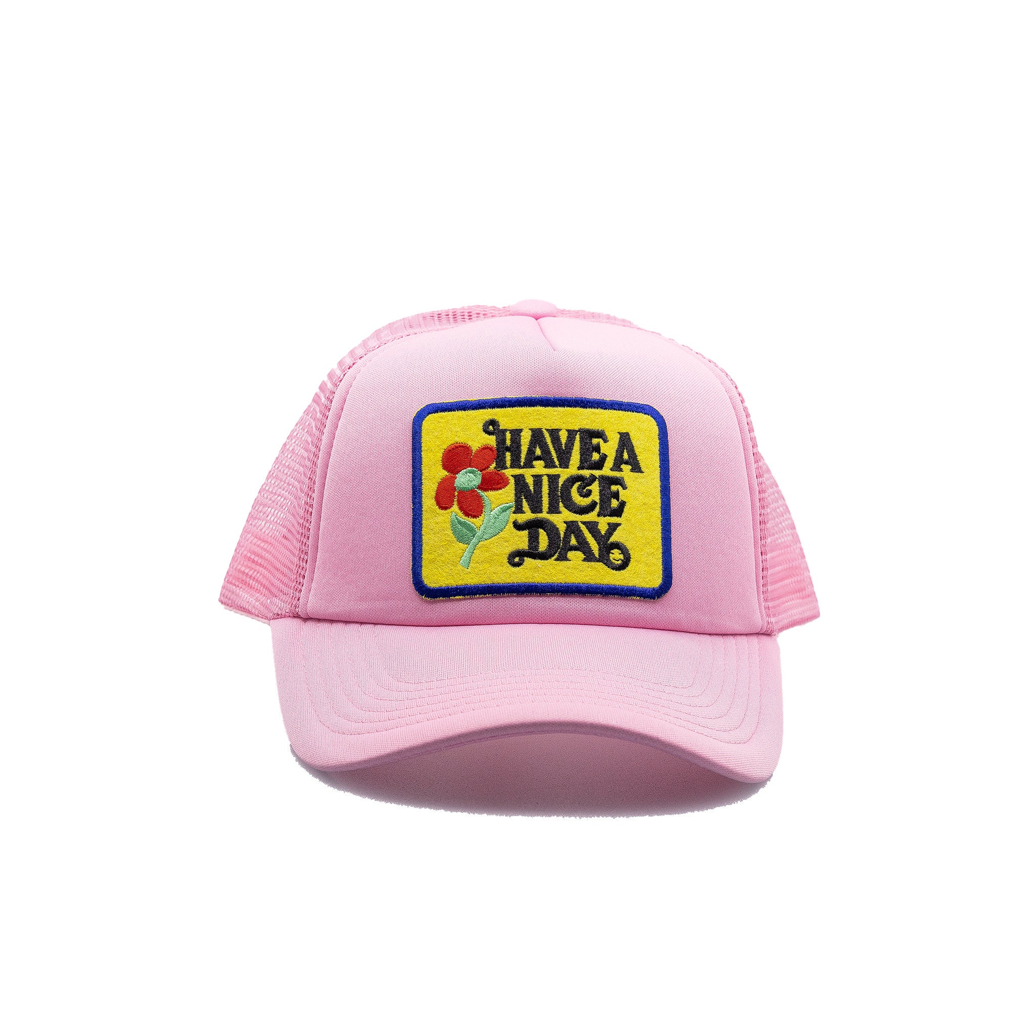Pink Trucker Hat With Mesh Snap Back 