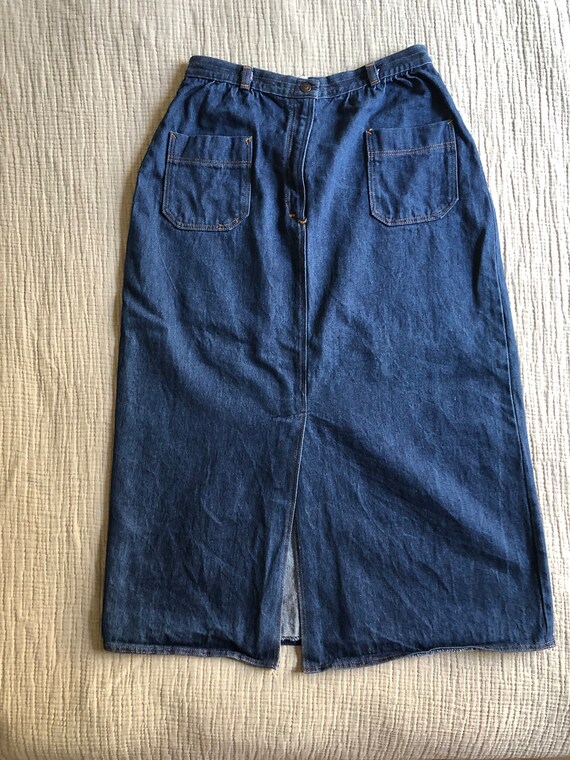 70s long denim skirt // dark wash // 28" waist //… - image 2