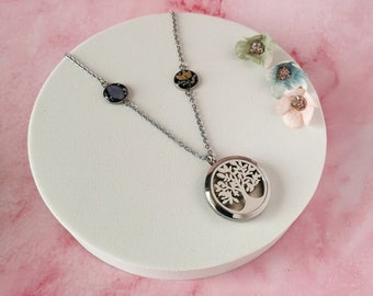 Necklace with a tree of life perfume diffuser medallion, original gift for a perfume enthusiast