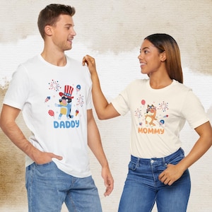 Personalized Blue Dog 4th of July Shirt for Family, Matching Independence Day Tees, Patriotic Party in the USA Outfit, Celebration Shirts