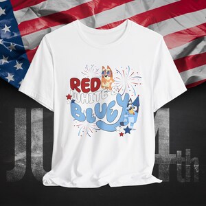 Red White and Blue 4th of July Shirt – Cute Patriotic Cartoon Dog Design – Independence Day USA Family Tee for Adults and Kids