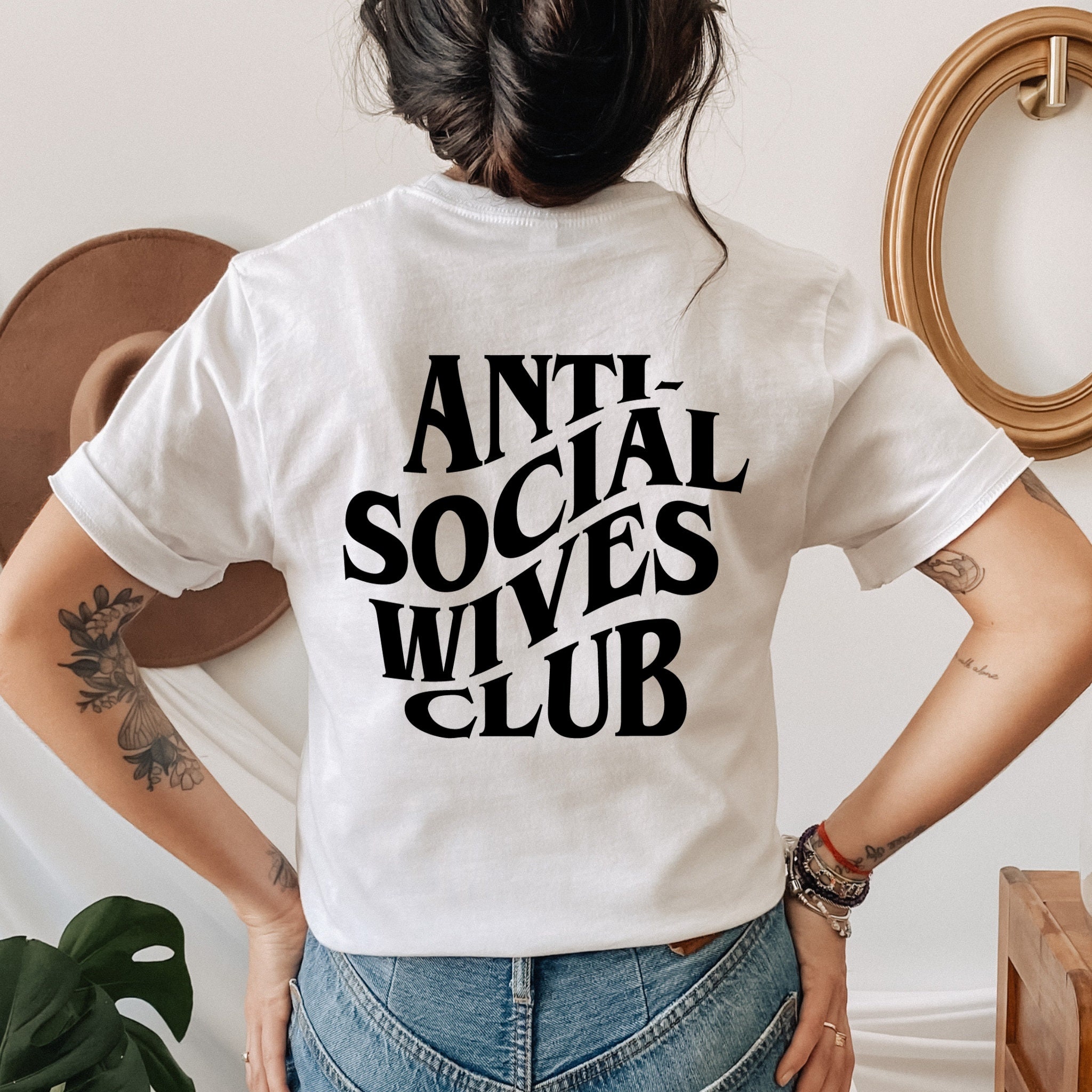 Anti Social Wives Club Tshirt Printed Front and Back Wife - Etsy