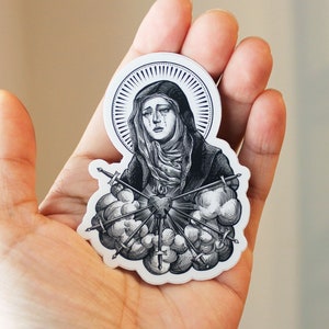 Sticker Mater Dolorosa - Heilige Maagd Maria - Onze-Lieve-Vrouw van Smarten - katholieke sticker