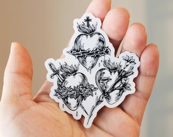 Three Hearts of the Holy Family Sticker - Catholic Sticker