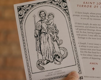 4x6 St. Joseph Terror of Demons Prayer Card - Catholic Holy Card - Catholic Saint Prayer Card