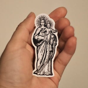 Pegatina Salve Regina // Regina Coeli - Santísima Virgen María - Pegatina católica
