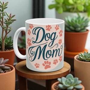 Dog Mom Ceramic Mug - Perfect Gift for Pet Lovers, Dog Owners, Mother&#39;s Day, Birthdays, Home Decor, Coffee Lover