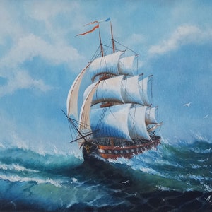 Seascape #2  Oil painting on canvas 16x12&quot;  Handmade