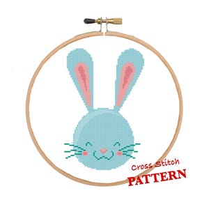 Blue Bunny | Fun Modern DIY .pdf Cross Stitch Pattern