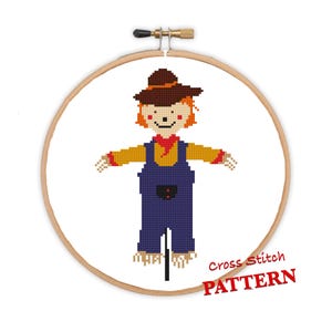 Mr Scarecrow | Fun Modern DIY .pdf Cute Scarecrow Cross Stitch Pattern