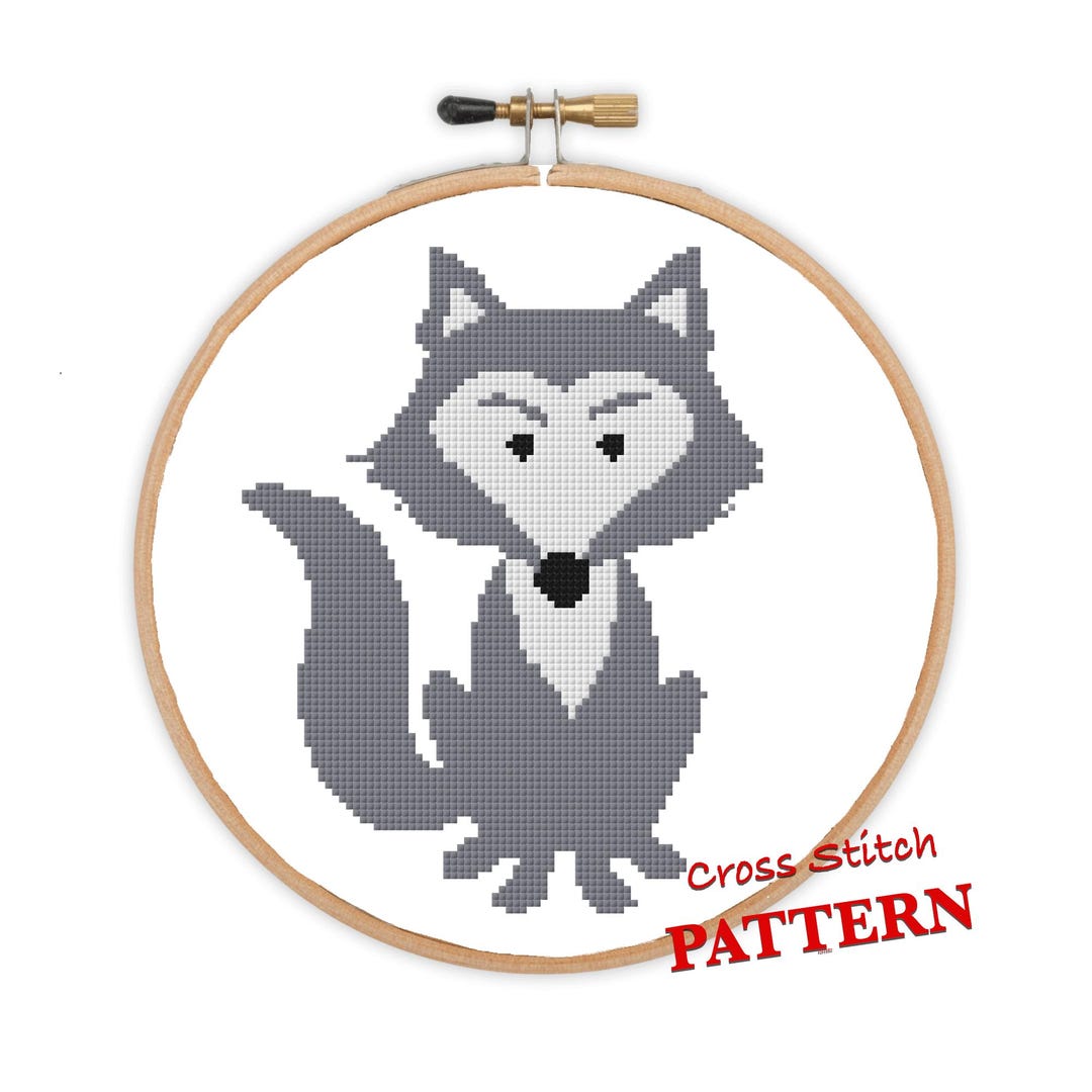 Gray Wolf | Fun Modern DIY .pdf Cute Gray Wolf Cross Stitch Pattern - Etsy