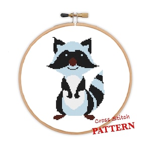 Trash Panda | Divertido moderno DIY .pdf Padrão de ponto cruz de guaxinim