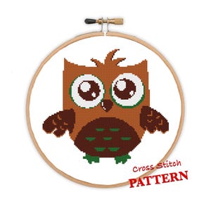 Oliver Owl | Fun Modern DIY .pdf Cute Owl Cross Stitch Pattern