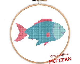 Happy Little Fish Cross Stitch Pattern | Modern DIY (PDF Pattern)