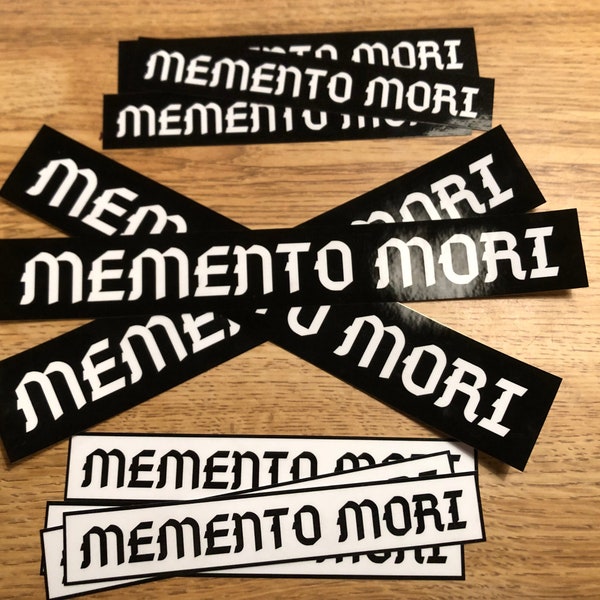 Wide Memento Mori Bumper Sticker - Cool Abstract Minimalist Stoic Philosophy Sticker