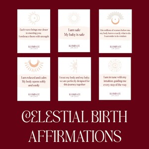 Celestial Birth Affirmations (20) | Printable Calming Labour & Birth Affirmations | IEmpowered Natural Birth | Instant Download |