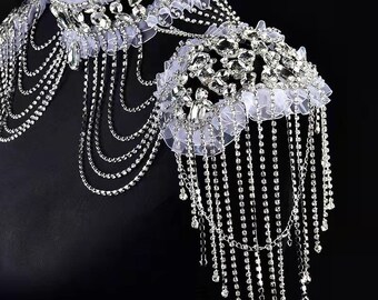 Lace Shoulder Chain, Crystal Body Jewelry