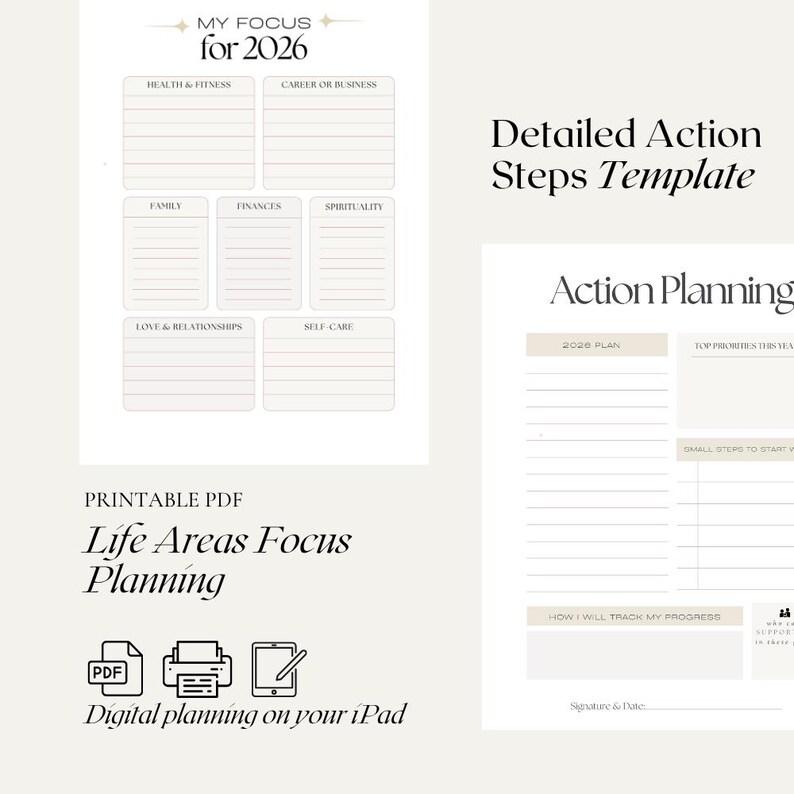 End of Year Review, 2025 2026 New Years Resolutions Printable Bundle ...