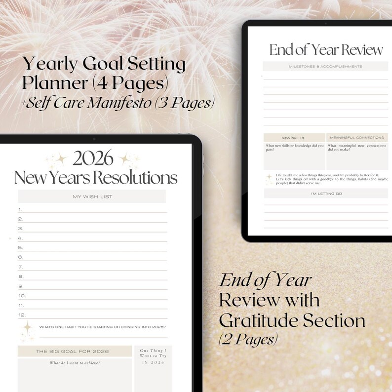 End of Year Review, 2025 2026 New Years Resolutions Printable Bundle ...
