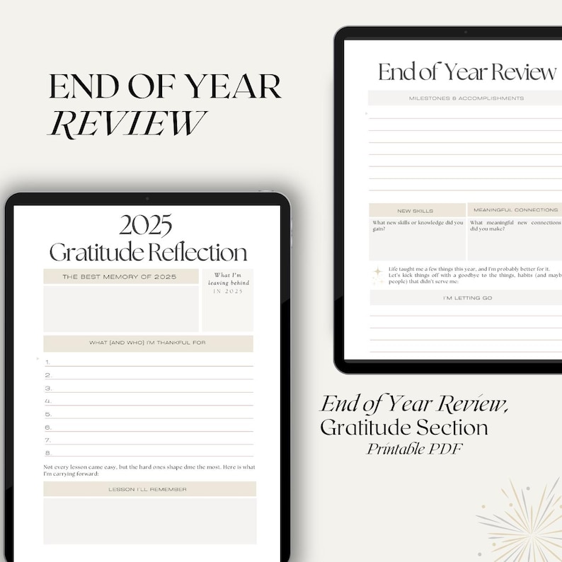 End of Year Review, 2025 2026 New Years Resolutions Printable Bundle ...