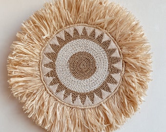 Boho Scheibe Raffia Bananenblätter Wanddekoration Wandbehang