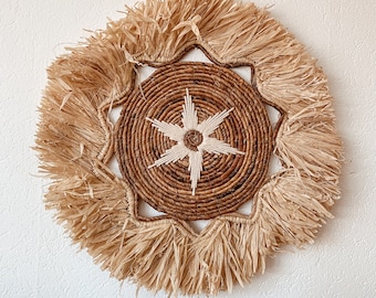 Boho Scheibe Raffia Stern Wanddekoration Wandbehang