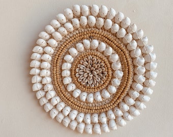 Boho Scheibe Holzperlen Muscheln Wanddekoration Wandbehang