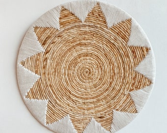 Bananenblatt Wandteller Wanddekoration mit Makramee Boho Stern