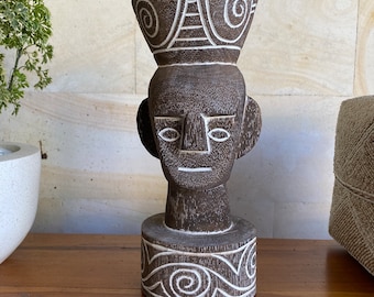 Bali Deko Holzfigur "Asmat Kepala" Verzierung Ornamente