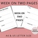 Week on Two Pages Weekly Planner Printable Landscape - Etsy