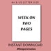 Week on Two Pages Weekly Planner Printable Landscape - Etsy