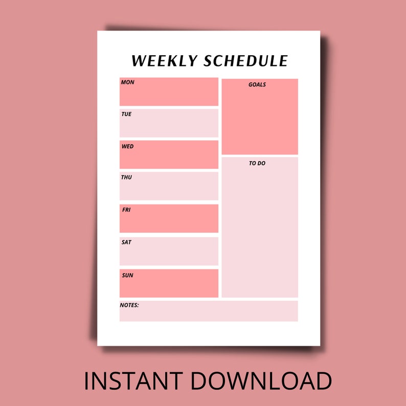 Weekly Planner Printable Landscape Minimalist Weekly - Etsy