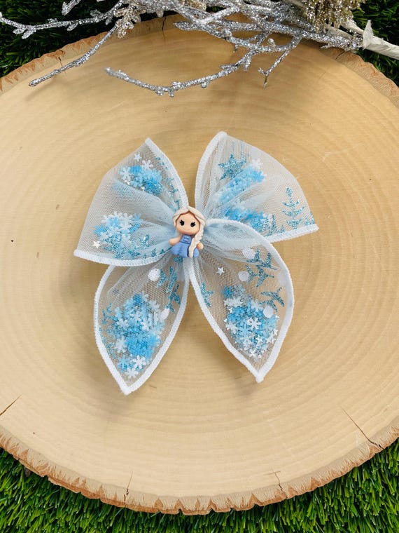 Disney Frozen Inspired Bow Handmade Disney Frozen Inspired girls hair bow | eBay main image 4