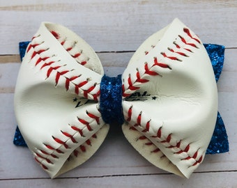 Baseball glitter hair bow, toddler baseball bow, Sister baseball glitter hair clip