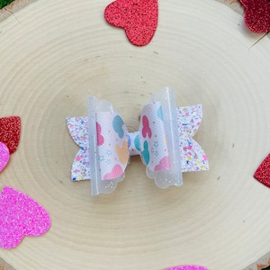 Pink mouse glitter jelly hair bow, Spring color Minnie princess party hair bow