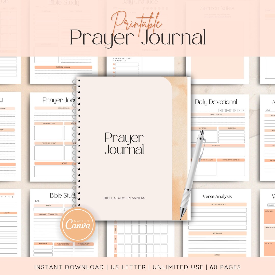 Prayer Journal Printable | Christian Bible Study Planner | Faith Daily ...