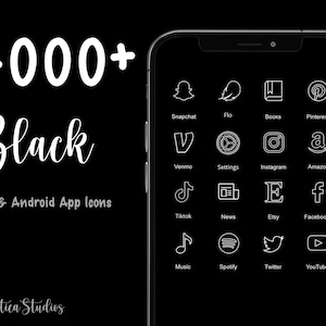 4000+ PREMIUM Black Minimalistic App Icon Pack | IOS 14 | Black Minimalistic | Widgets | Customize | Homescreen | Widgetsmith | Thin Icon |