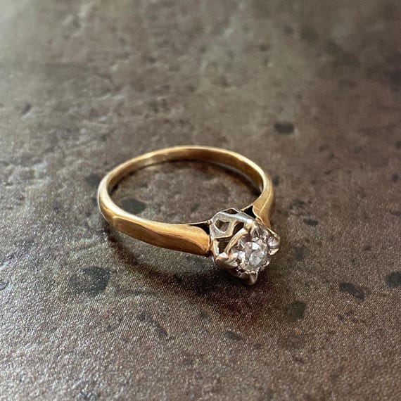 Refined 14K Diamond Solitaire Ring - image 1