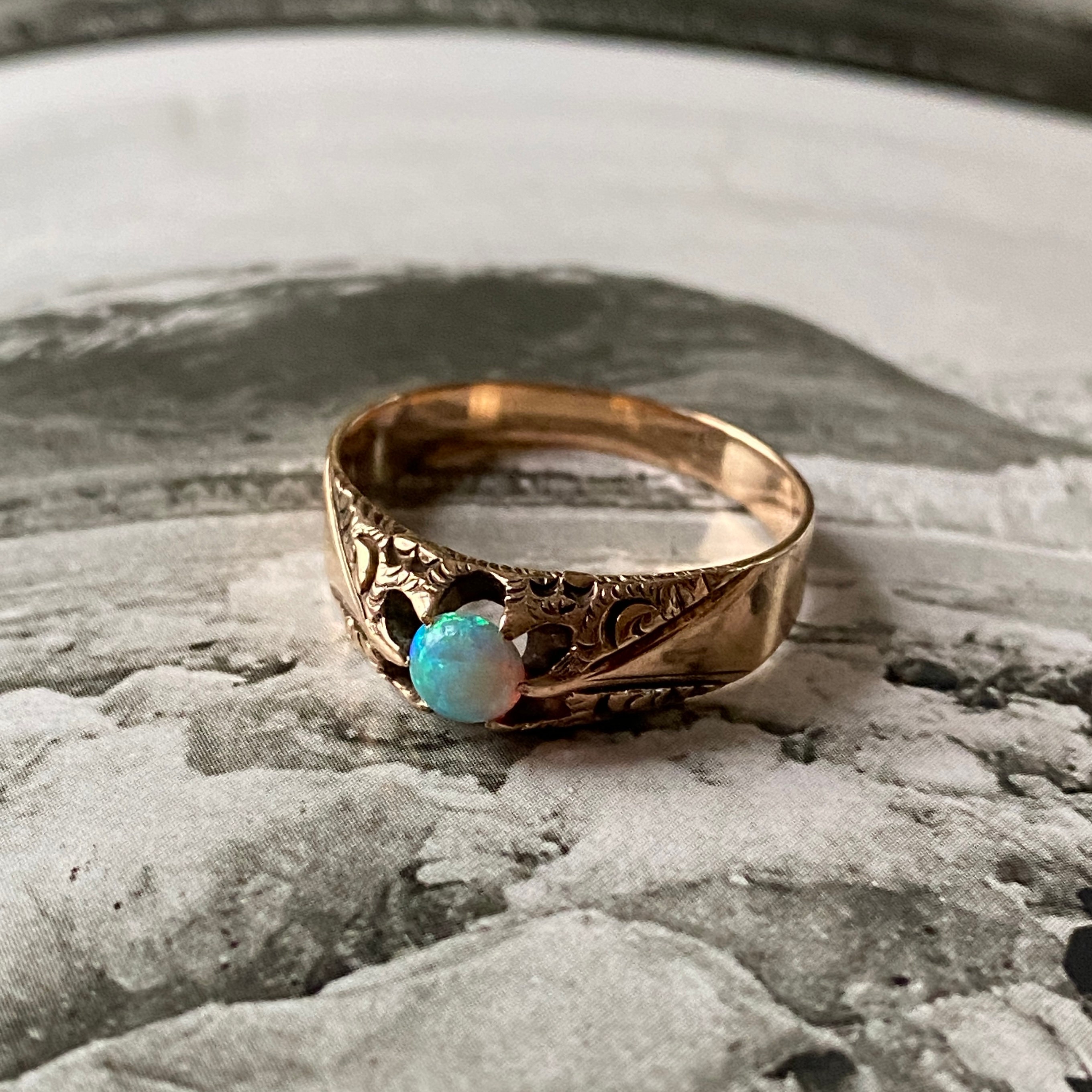 Engraved opal ring discount