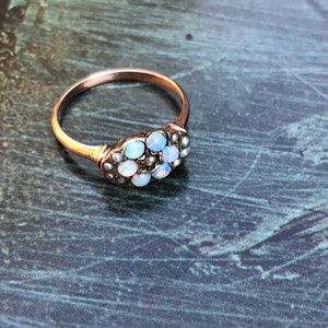 Sweet Opal & Pearl Cluster Ring