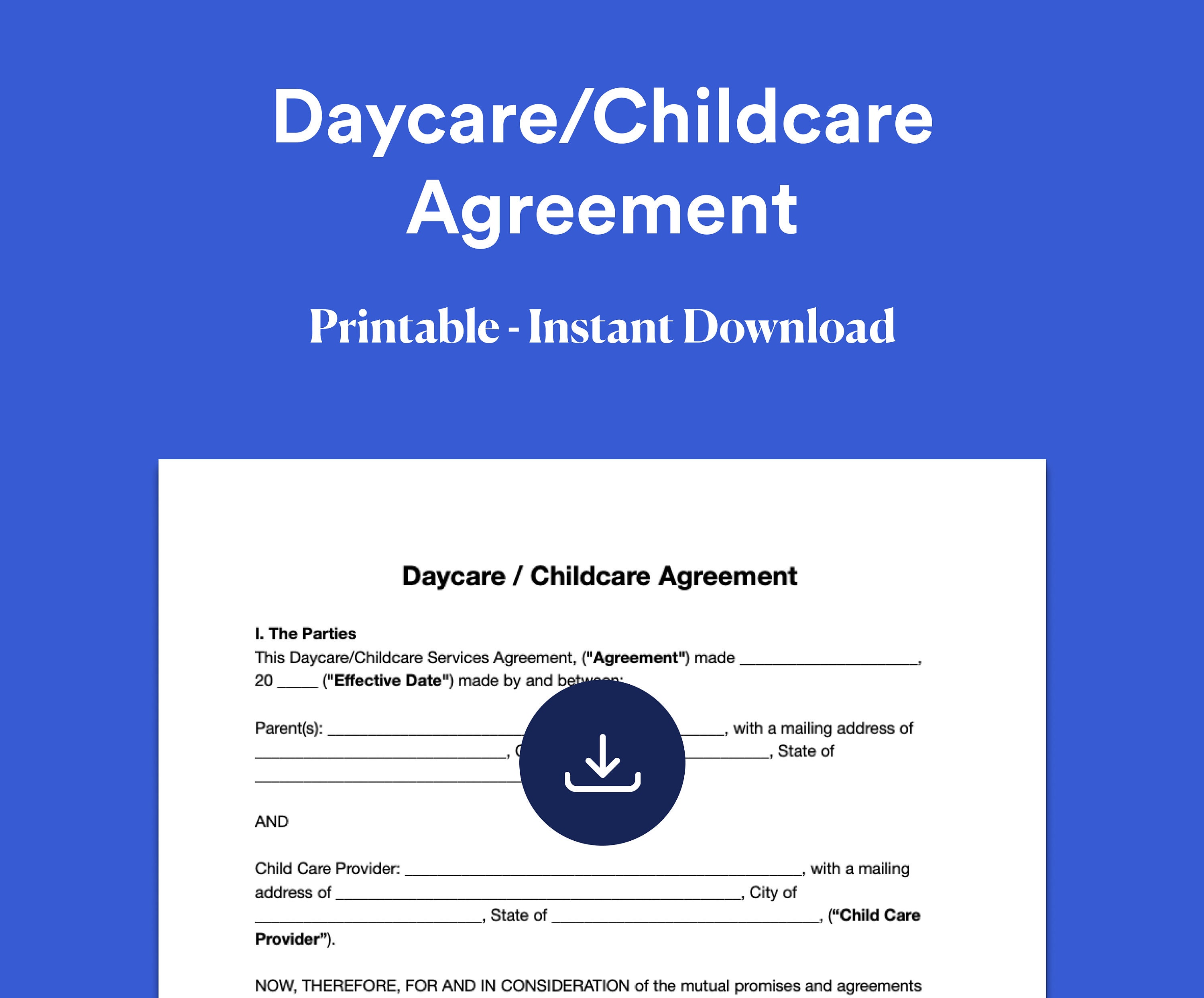 Home Daycare Contract Template Instant Download Home Daycare Agreement Home Daycare Contract Template Instant Download Home Daycare Agreement