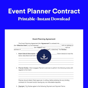 Event Planning Contract Template | Editable Instant Download | Wedding Planner Agreement Form | Wedding Planner Contract